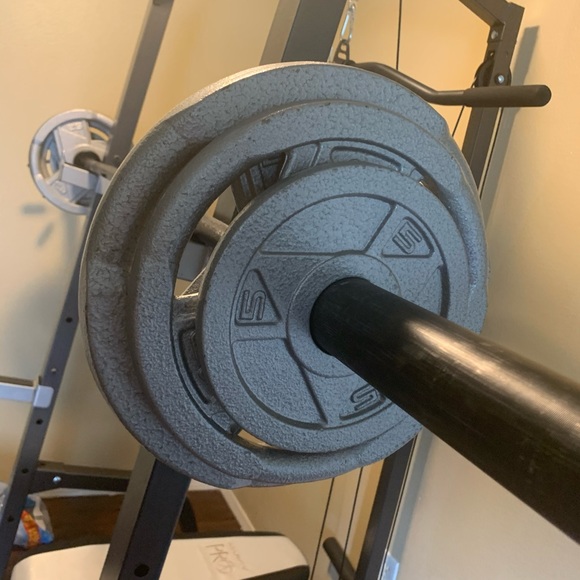 Weight set with weights and bars and bench!! - Picture 2 of 8